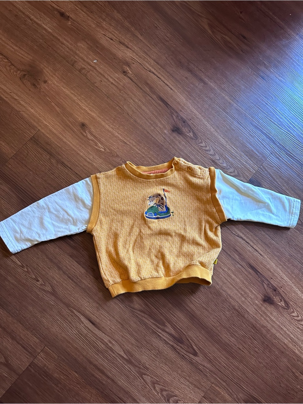 Mustard Yellow and White Long Sleeve Layered Look Tee
